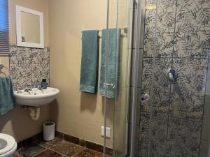 a bathroom with a shower and a sink at SLEEP INN - Bethlehem - in Bethlehem