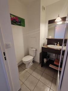 a bathroom with a toilet and a sink at Studio Disneyland Paris 10min/Val d'Europe 5min/Wifi/TV in Montévrain