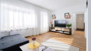 Televízia a/alebo spoločenská miestnosť v ubytovaní Traunkai Apartments Bad Ischl