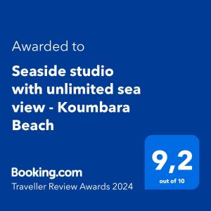 Certificato, attestato, insegna o altro documento esposto da Iosub Houses & Studios - Cosy Seaside House in Koumbara