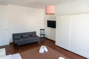 a living room with a couch and a tv at A I R Rettifilo Apartments in Naples