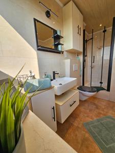 ห้องน้ำของ Neu BusinessApp in zentraler Lage mit 3 Schlafzimmern für Geschäftsreisende Pendler und Familien Nähe SZ See