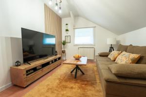 a living room with a large flat screen tv at Apartment Premier in Bjelovar