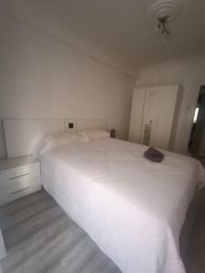 een slaapkamer met een groot wit bed en een dressoir bij Apartamento San Antón in Huesca