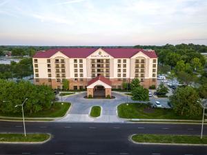 an aerial view of a hotel with a parking lot at Hyatt Place Kansas City/Overland Park/Convention Center in Overland Park