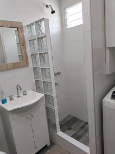 W łazience znajduje się prysznic i umywalka. w obiekcie Alquiler temporario. El Paraná w mieście Paraná
