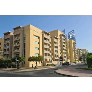 a view of a street with a large building at Silkhaus The Greens neighborhood newly furnished 1BDR in Dubai