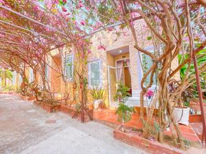 Mui Ne Sunlight Villa في موي ني: منزل به مجموعة من الأشجار والورود