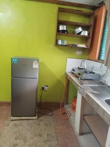 a kitchen with a refrigerator and a sink at Yaya kilimani cottage B in Nairobi