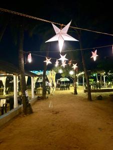 a group of stars hanging from a string at night at Absolute paradise in Gokarna