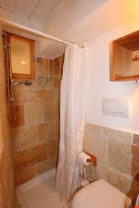 ein Bad mit einem WC und einer Dusche in der Unterkunft La Casetta di Babbo in Polignano a Mare
