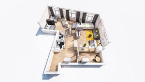 a rendering of a floor plan of a house at Spacious 2 BR Apartment Hamburg in Hamburg