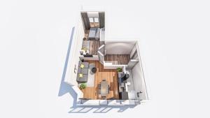 vista aométrica de un plano del suelo de una casa en Cosy 2-room Apartment in urban location, en Hamburgo