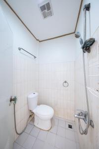 a bathroom with a toilet and a shower at Zaniya's Pension in El Nido