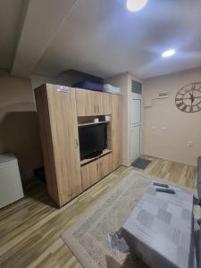 Arel's Home في بريزرن: غرفة معيشة مع تلفزيون بشاشة مسطحة في غرفة