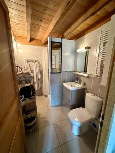 a bathroom with a toilet and a sink at Joli Mas duplex piscine parking in Mudaison