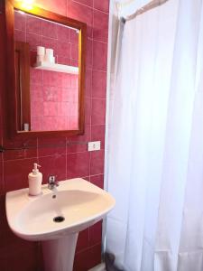 a bathroom with a sink and a mirror at Fleitas Penthouse with terrace in San Andrés