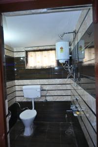 baño con aseo y ventana en Green valley homestay, en Khajjiar 