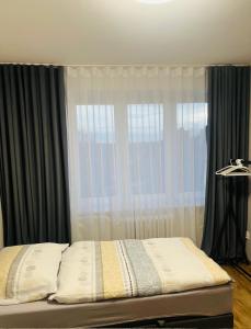 a bed in a bedroom with a window at Ubytování Starobělská u Ostravar Arény in Nová Ves