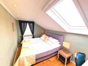 a bedroom with a bed and a skylight at Das Gutshaus in Knittelfeld