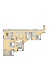 a level floor plan of aominium at Large & Modern 4 Bedroom Flat in Copenhagen