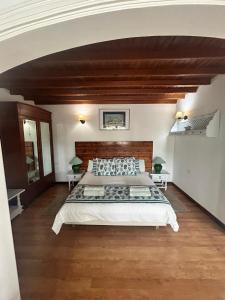 ein Schlafzimmer mit einem großen Bett in einem Zimmer in der Unterkunft VILLA VEGUETA in La Vegueta