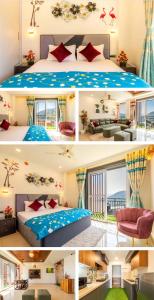 uma colagem de fotografias de um quarto com uma cama em Rizell Alexis em Shimla