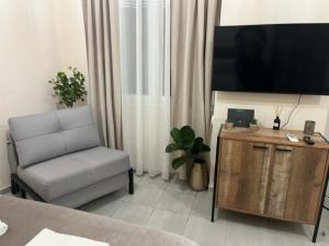 Televízia a/alebo spoločenská miestnosť v ubytovaní Golden Fleece Apartment VIPGreece
