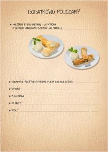 a menu for a restaurant with two plates of food at Apartamenty Bieszczady in Lesko