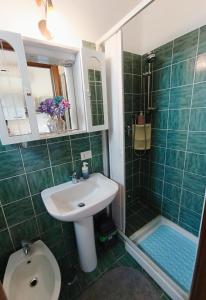 a bathroom with a sink and a shower at Polani - Il Noceto in Cave