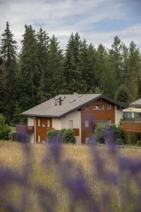 une maison dans un champ avec des arbres en arrière-plan dans l'établissement Family friendly 2-Bedroom near Golf & Ski slopes, à Lens