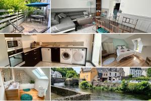 a collage of photos of a house at LA MAISON D'ALPHONSE, charmante, centre historique 4-6pers in Quimperlé +54 photos