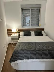 a bedroom with a large bed and a window at VILLA MOLEIRO RAMBLA in Santa Cruz de Tenerife