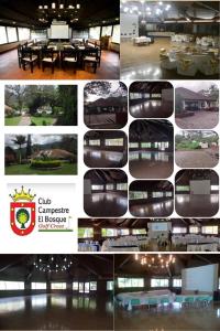 un collage de photos d'un bâtiment avec des tables et des chaises dans l'établissement CLUB CAMPESTRE EL BOSQUE, à Silvania