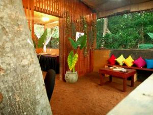 um quarto com um sofá e uma mesa com uma planta em Selnara Private Luxury Villa and Ayurveda Spa em Bentota