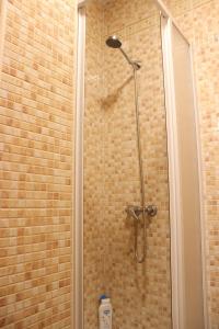 La salle de bains est pourvue d'une douche avec un pommeau de douche. dans l'établissement Gran Apartamento Andévalo, à El Cerro de Andévalo