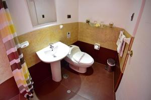 a bathroom with a toilet and a sink at Wifala Thematic Hotel Boutique in Cusco +28 photos
