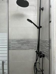 a shower with a glass door in a bathroom at Apartamento Roque Las Campanas in Tamaduste