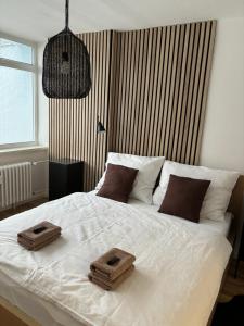 Postel nebo postele na pokoji v ubytování Apartmán Luhačovice III.