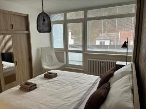 Postel nebo postele na pokoji v ubytování Apartmán Luhačovice III.