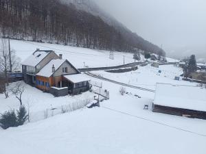 a house is covered in snow in a mountain at Ha-Py Friends in Campan