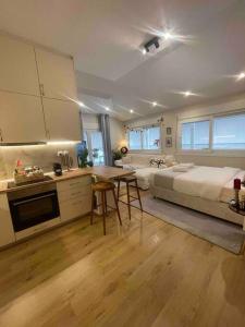 Η κουζίνα ή μικρή κουζίνα στο Cozy studio στο κεντρο