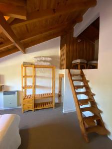 a room with a bunk bed and a ladder at Pichincha Bariloche DAT in San Carlos de Bariloche
