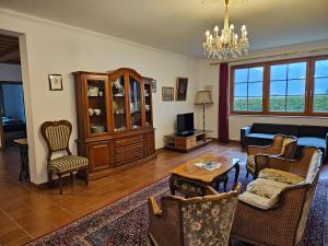 Haus Annaburg في ماريازيل: غرفة معيشة مع أريكة وطاولة