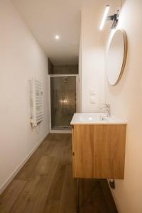 ein Bad mit einem Waschbecken und einem Spiegel in der Unterkunft Appartement - Centre ville de Cambrai in Cambrai