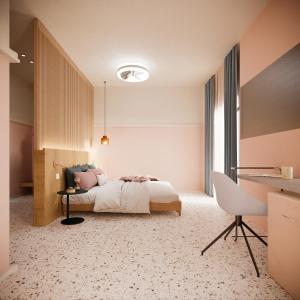 a bedroom with a bed and a desk at Asteria in Katastárion