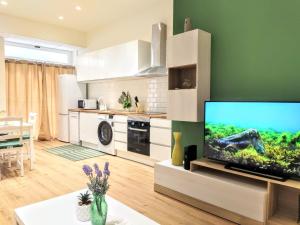 ein Wohnzimmer mit einem Flachbild-TV in der Küche in der Unterkunft Apartamento entero en Valencia in Valencia