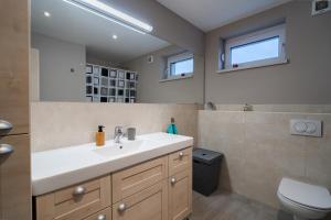 un baño con lavabo e inodoro en PR ANŽICO, en Kranjska Gora 19 fotos más