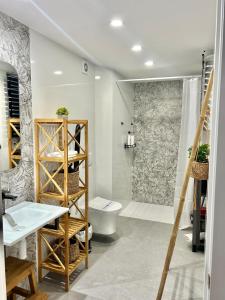 a bathroom with a toilet and a shower at Loft África Benimaclet in Valencia