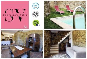 eine Collage mit Bildern einer Villa mit einem Pool in der Unterkunft Sobreiro's Villa in Douro Valley in Mesão Frio